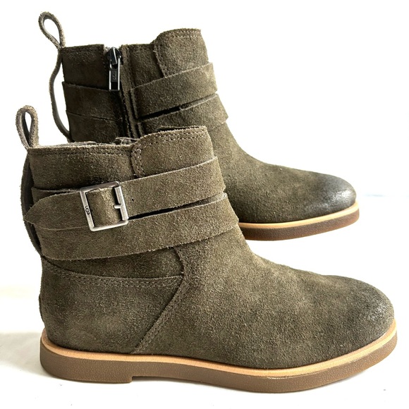 UGG Josefene Suede Strap Metal Buckle Ankle Boots Slate Dark Green Size 6 - Picture 16 of 17